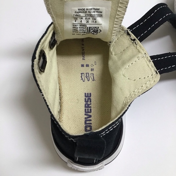 Converse All Star Chuck Taylor Toddler Boy Sneakers SZ 4 Black Low Top Hook Loop - Picture 3 of 16